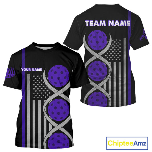 Pickleball - It's Is In My DNA Custom Men's Patriotic Pickleball T-Shirt | Purple NYN1101