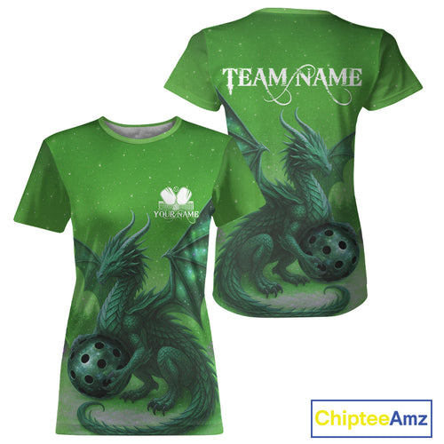 Custom Green Dragons Christmas Pickleball T-Shirt For Women Outfits Xmas Pickleball Jersey NYN1436