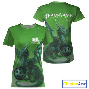 Custom Green Dragons Christmas Pickleball T-Shirt For Women Outfits Xmas Pickleball Jersey NYN1436