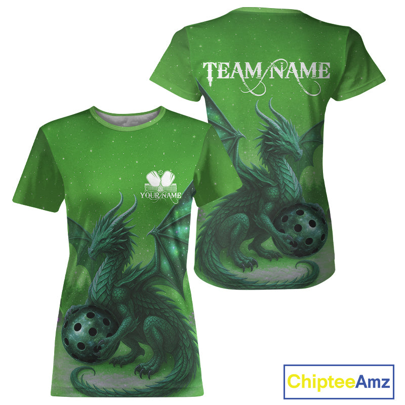 Custom Green Dragons Christmas Pickleball T-Shirt For Women Outfits Xmas Pickleball Jersey NYN1436