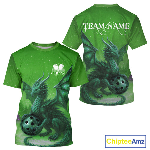 Custom Green Dragons Christmas Pickleball T-Shirt For Men Outfits Xmas Pickleball Jersey NYN1436