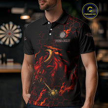 Load image into Gallery viewer, Red Hexagons Halftone Darts Custom Bull Darts Shirt For Men - Name &amp; Team For Players NYN0571