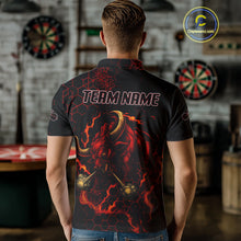 Load image into Gallery viewer, Red Hexagons Halftone Darts Custom Bull Darts Shirt For Men - Name &amp; Team For Players NYN0571
