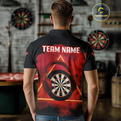 Red Smoke Headphones Dartboard Funny Darts Shirt For Men - Custom Team Jersey NYN0579