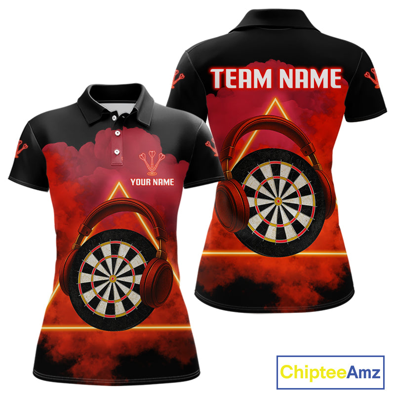 Red Smoke Headphones Dartboard Funny Darts Shirt For Women - Custom Team Jersey NYN0579