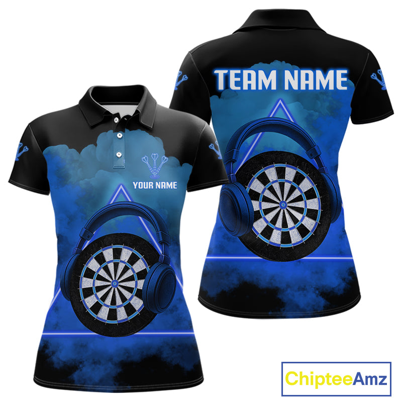Azure Smoke Headphones Dartboard Funny Darts Shirt For Women - Custom Team Jersey NYN0580