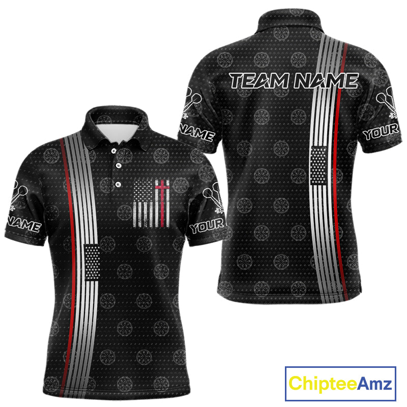 Custom Patriotic Faith Cross Dart Polo Shirts For Men, US Dart Team Jerseys NYN0771