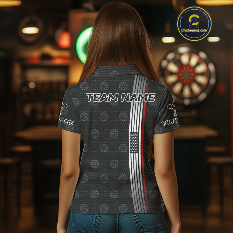 Custom Patriotic Faith Cross Dart Polo Shirts For Women, US Dart Team Jerseys NYN0771