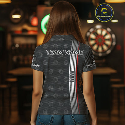 Custom Patriotic Faith Cross Dart Polo Shirts For Women, US Dart Team Jerseys NYN0771