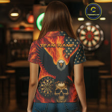 Load image into Gallery viewer, Custom Patriotic Darts Shirt For Women Flames Eagle US Flag Dart Jerseys, Darts Team NYN1127