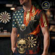 Load image into Gallery viewer, Custom Men's US Flag Patriotic Darts Shirt Flame Eagle Retro Dart Jerseys, Darts Team NYN1128