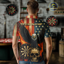 Load image into Gallery viewer, Custom Men's US Flag Patriotic Darts Shirt Flame Eagle Retro Dart Jerseys, Darts Team NYN1128