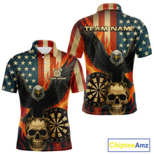 Load image into Gallery viewer, Custom Men's US Flag Patriotic Darts Shirt Flame Eagle Retro Dart Jerseys, Darts Team NYN1128