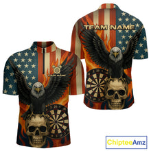 Load image into Gallery viewer, Custom Men's US Flag Patriotic Darts Shirt Flame Eagle Retro Dart Jerseys, Darts Team NYN1128