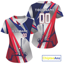 Load image into Gallery viewer, Personalized Red-Blue Baseball Jerseys Women Plays Baseball, Youth Baseball Shirt NYN1136