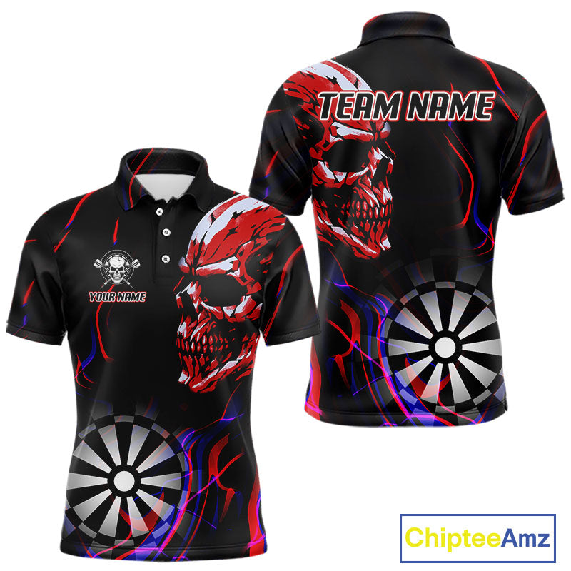 Red Skull And Dartboard Custom Darts Polo Shirts For Men, Darts Jersey NYN0776