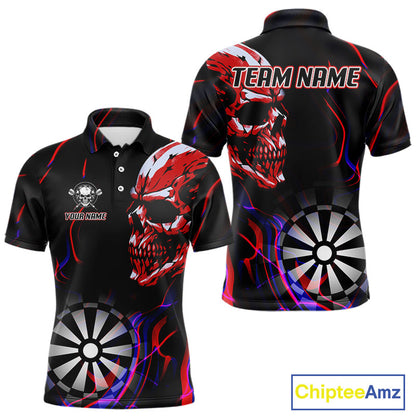 Red Skull And Dartboard Custom Darts Polo Shirts For Men, Darts Jersey NYN0776