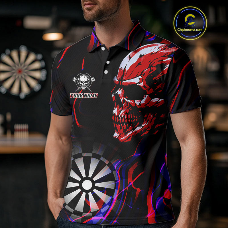 Red Skull And Dartboard Custom Darts Polo Shirts For Men, Darts Jersey NYN0776
