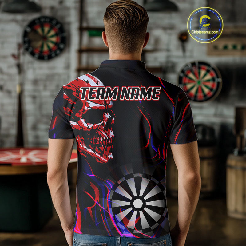 Red Skull And Dartboard Custom Darts Polo Shirts For Men, Darts Jersey NYN0776