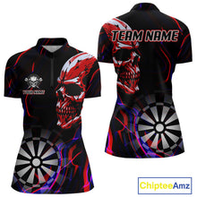Load image into Gallery viewer, Red Skull And Dartboard Custom Darts Quarter-Zip Shirts For Women, Darts Jersey NYN0776