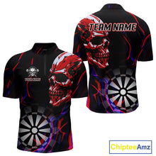 Load image into Gallery viewer, Red Skull And Dartboard Custom Darts Quarter-Zip Shirts For Men, Darts Jersey NYN0776