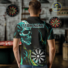 Load image into Gallery viewer, Turquoise Skull And Dartboard Custom Darts Polo Shirts For Men, Darts Jersey NYN0777