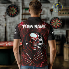 Load image into Gallery viewer, Thunder Lightning Skeleton Dartboard Red Darts Shirt For Men - Custom Name &amp; Team  NYN0592