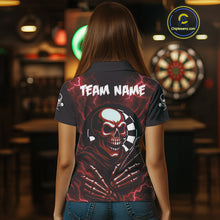 Load image into Gallery viewer, Thunder Lightning Skeleton Dartboard Red Darts Shirt For Women - Custom Name &amp; Team  NYN0592