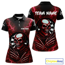 Load image into Gallery viewer, Thunder Lightning Skeleton Dartboard Red Darts Shirt For Women - Custom Name &amp; Team  NYN0592