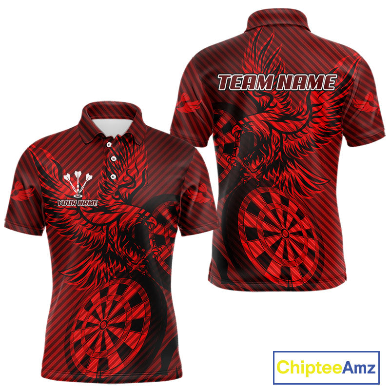 Custom Eagle & Dartboard Red Stripes Dart Polo Shirts For Men, Dart Team Jerseys NYN0782