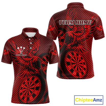 Custom Eagle & Dartboard Red Stripes Dart Polo Shirts For Men, Dart Team Jerseys NYN0782