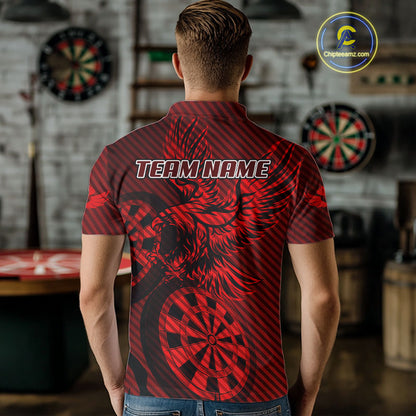 Custom Eagle & Dartboard Red Stripes Dart Polo Shirts For Men, Dart Team Jerseys NYN0782
