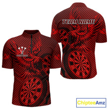 Load image into Gallery viewer, Custom Eagle &amp; Dartboard Red Stripes Dart 1/4-Zip Shirts For Men, Dart Team Jerseys NYN0782