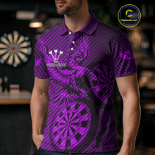 Load image into Gallery viewer, Custom Eagle &amp; Dartboard Purple Stripes Dart Polo Shirts For Men, Dart Team Jerseys NYN0784