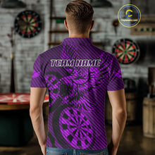 Load image into Gallery viewer, Custom Eagle &amp; Dartboard Purple Stripes Dart Polo Shirts For Men, Dart Team Jerseys NYN0784