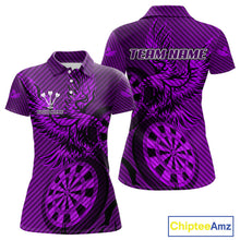 Load image into Gallery viewer, Custom Eagle &amp; Dartboard Purple Stripes Dart Polo Shirts For Women, Dart Team Jerseys NYN0784