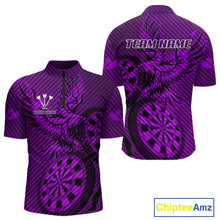 Load image into Gallery viewer, Custom Eagle &amp; Dartboard Purple Stripes Dart 1/4-Zip Shirts For Men, Dart Team Jerseys NYN0784