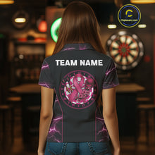Load image into Gallery viewer, Lightning Pink Ribbons Dartboard Darts Shirt For Women - Custom Name &amp; Team Jersey NYN0601