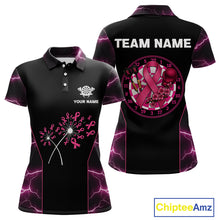 Load image into Gallery viewer, Lightning Pink Ribbons Dartboard Darts Shirt For Women - Custom Name &amp; Team Jersey NYN0601