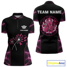 Load image into Gallery viewer, Lightning Pink Ribbons Dartboard Darts Shirt For Women - Custom Name &amp; Team Jersey NYN0601