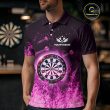 Load image into Gallery viewer, Personalized Pink Flame Dartboard Custom Dart Polo Shirts For Men, Dart Team Jerseys NYN0788