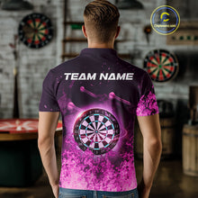 Load image into Gallery viewer, Personalized Pink Flame Dartboard Custom Dart Polo Shirts For Men, Dart Team Jerseys NYN0788