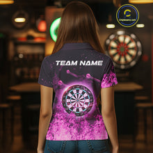 Load image into Gallery viewer, Personalized Pink Flame Dartboard Custom Dart Polo Shirts For Women, Dart Team Jerseys NYN0788