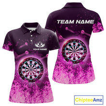 Load image into Gallery viewer, Personalized Pink Flame Dartboard Custom Dart Polo Shirts For Women, Dart Team Jerseys NYN0788
