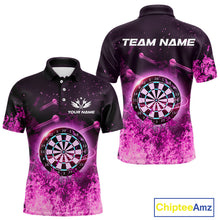 Load image into Gallery viewer, Personalized Pink Flame Dartboard Custom Dart Polo Shirts For Men, Dart Team Jerseys NYN0788