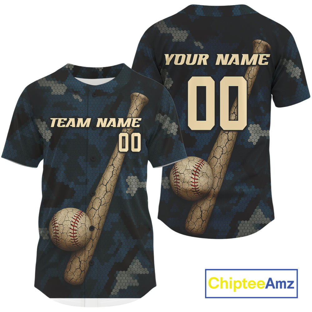 Men's Camouflage Baseball Jersey Custom Blue Camo Baseball, Youth Baseball Jerseys NYN1148