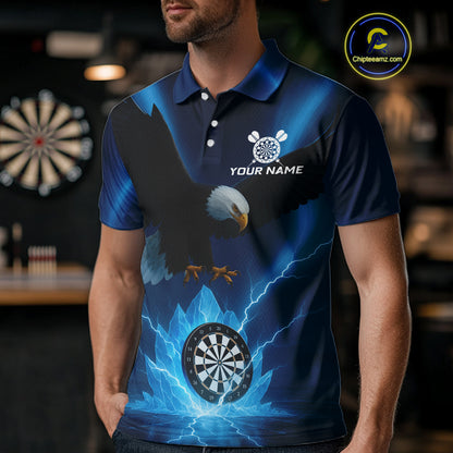 Custom Darts Shirt For Men Blue Icy Eagle Dartboard Dart Jerseys, Dart Team Shirts NYN1149