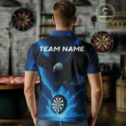 Custom Darts Shirt For Men Blue Icy Eagle Dartboard Dart Jerseys, Dart Team Shirts NYN1149