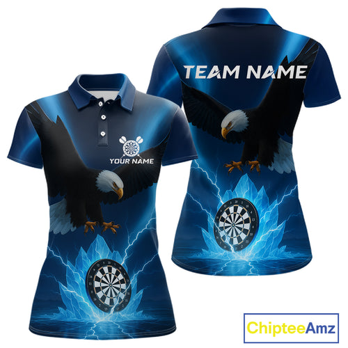 Custom Darts Shirt For Women Blue Icy Eagle Dartboard Dart Jerseys, Dart Team Shirts NYN1149