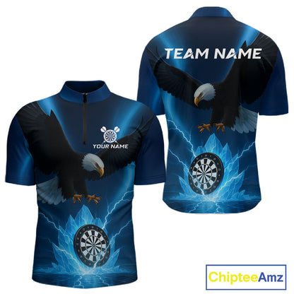 Custom Darts Shirt For Men Blue Icy Eagle Dartboard Dart Jerseys, Dart Team Shirts NYN1149